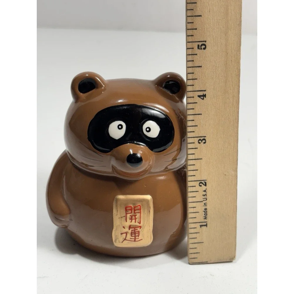 Vintage Japanese‎ Tanuki Ceramic Coin Bank Pig Bank 4